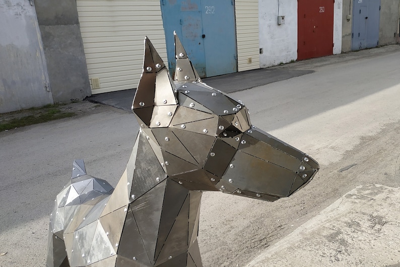 Metal Doberman dog without welding. DXF Laser Cutting Template image 1