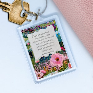 Quran Islamic keyring, 3d floral embroidery, Allah keychain, Islamic gift, Quran quote gift, Muslim gift idea, Quran Surah, Allah gift