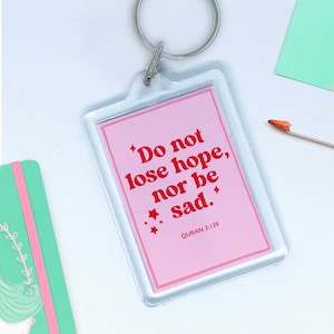 Indeed I am near Quran quote keychain Muslim friend Quran Allah Keyring for sister new Muslim gift pink and red minimal art Islamic Islam