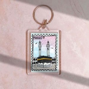 Eid gift keyring, Kaaba keychain, Makkah hand drawn, Makkah Umrah, Ramadan gift, Hajj Mecca, Saudi Arabia souvenir, Islamic gift, Muslim key