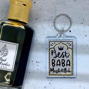 Best Baba keyring, Muslim keychain, Dad Eid gift, Turkish father, Father’s Day, MashAllah, Islamic art, Allah gift, Baba Arabic, Allah