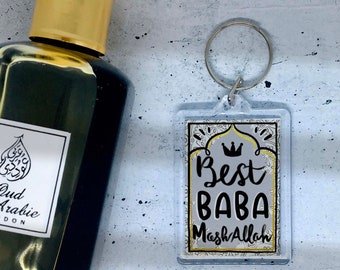 Best Baba keyring, Muslim keychain, Dad Eid gift, Turkish father, Father’s Day, MashAllah, Islamic art, Allah gift, Baba Arabic, Allah
