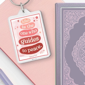 Allah Quran quote Islamic keychain for Muslim friend Quran Quote Keyring sister for new Muslim gift pink and red minimal art Islamic Islam