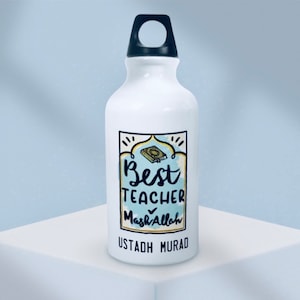 Islamic Ustadh teacher Water Bottle, Back to School Water Bottle, Aluminium Water Bottle, Gift for Children, Gym Bottle, Muslim gift