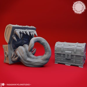 Facial Expressions Treasure Chest Set | Mimic Treasure Chest Set Miniature | for D&D 5e, Pathfinder and other RPG&#39;s | 32mm | 54mm