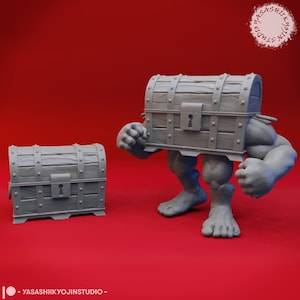 表情宝箱セット |ミミック宝箱セット ミニチュア | D&D 5e、パスファインダー、その他の RPG 用 | 32mm | 54mm