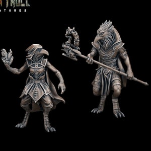 Birdfolk Mage Miniature Set | Raven Folk Wizard Miniature Pack | for D&D 5e, Pathfinder and other RPG&#39;s | 28mm |  32mm | 75mm