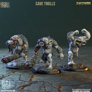 Troll Miniature Set | Cave Troll Miniature Pack | for D&D 5e, Pathfinder and other RPG&#39;s | 32mm