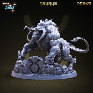 Miniatura znaku zodiaku Byk | Figura zodiaku Byk | Prezent astrologiczny | dla D&D 5e, Pathfinder i innych gier RPG | 32mm | 75mm