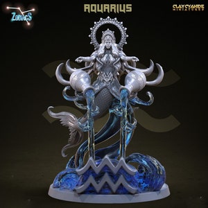 Miniatura znaku zodiaku Wodnik | Figura zodiaku Wodnika | Prezent astrologiczny | dla D&D 5e, Pathfinder i innych gier RPG | 32mm | 75mm