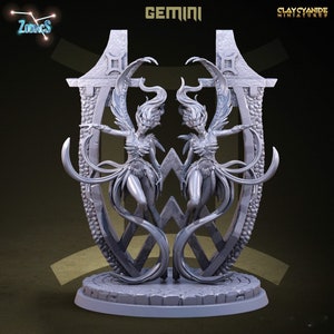 Znak zodiaku Bliźnięta miniatura | Postać zodiaku Bliźniąt | Prezent astrologiczny | dla D&D 5e, Pathfinder i innych gier RPG | 32mm | 75mm