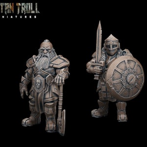 Juego de miniaturas de luchador enano | Paquete en miniatura de luchador enano | para D&D 5e, Pathfinder y otros juegos de rol | 28 mm |  32 mm | 75mm