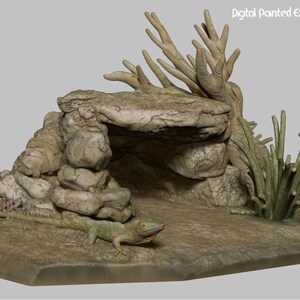 Miniature d’entrée de grotte | Grotte avec arbre miniature | terrain | RPG de table comme D&D ou Pathfinder