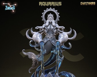 Aquarius Zodiac Figure Miniature | Astrological Gift | for D&D 5e, Pathfinder and other RPGs | 32 mm | 75 mm
