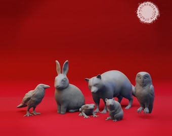 Forest Animals Set Miniature | Forest Animals Set Miniature | for D&D 5e, Pathfinder and other RPG&#39;s | 32mm