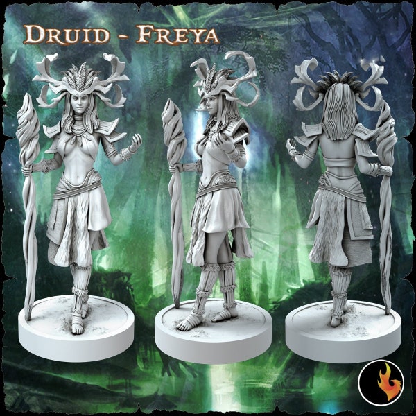 Elf Druidin Miniatur | Female Elf Druid Miniature | for D&D 5e, Pathfinder and other RPG's | 28mm | 32mm | 75mm