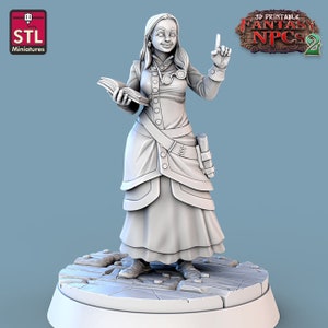 Friendly Teacher Miniature | Human Female Teacher Miniature | Townsfolk | NPC | for D&D 5e, Pathfinder and other RPG&#39;s | 32 mm