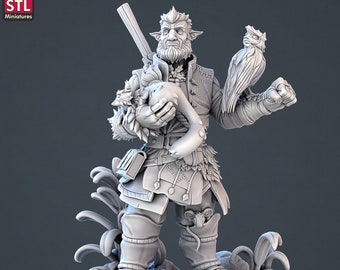 Firbolg Druid Miniature | Firbolg Ranger Miniature | for D&D 5e, Pathfinder and other RPG&#39;s | 32mm | STL miniatures