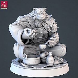 Samurai Bear Druid Miniature | Werebear Fighter Miniature | for D&D 5e, Pathfinder and other RPG&#39;s | 32mm | STL miniatures