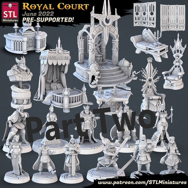 Ensemble de la Cour Royale PARTIE 2 | Miniatures de table | terrain | Miniatures STL | 32mm | pour les RPG comme D&D ou Pathfinder