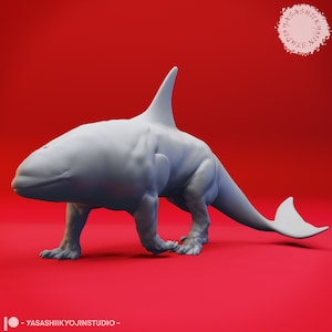 Wandering Akhlut Miniature | Killer Orca Miniature | for D&D 5e, Pathfinder and other RPG&#39;s | 32mm