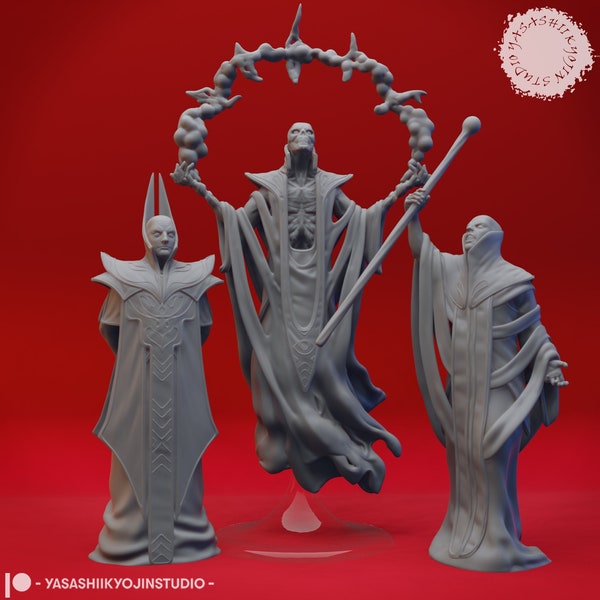 Red Mage Miniature Set | Red Wizards Miniature Pack | for D&D 5e, Pathfinder and other RPG's | 32mm | 54mm