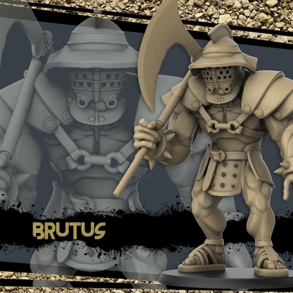 Brutus - Gladiator with Great Ax Miniature | Half Giant Barbarian | Glorious Gladiators | Tabletop RPGs like D&D or Pathfinder