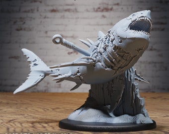 Undead Shark Wounded Miniature | Zombie Shark Harpooned Figure