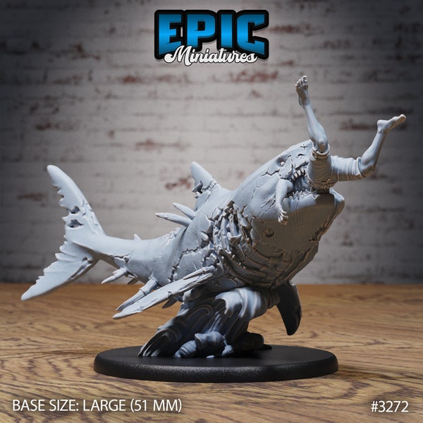 Fressender Untoter Hai Miniatur | Hunting Zombie Shark Figure | for D&D 5e, Pathfinder and other RPG's | 28mm | EPIC Miniatures