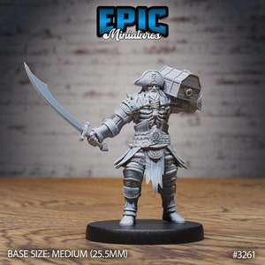 ゾンビキャプテン宝箱ミニチュア |海賊の宝箱 | D&D 5e、パスファインダー、その他の RPG 用 | 28mm | EPIC ミニチュア