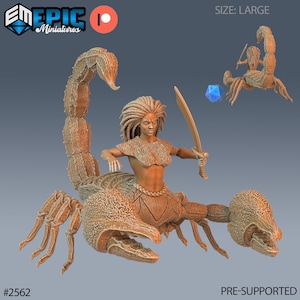 Scorpion Fighter Miniature | Scorpion Arachne Female Miniature | for D&D 5e, Pathfinder and other RPG&#39;s | 28mm | EPIC Miniatures