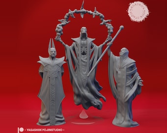 Red Mage Miniature Set | Red Wizards Miniature Pack | for D&D 5e, Pathfinder and other RPG's | 32mm | 54mm