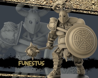 Funestus - Gladiador con estrella de la mañana en miniatura | Clérigo gigante | Gladiadores gloriosos | Juegos de rol de mesa como D&D o Pathfinder