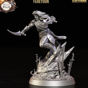 Persian Fighter Miniature | Fereydun King of Persia Miniature | for D&D 5e, Pathfinder and other RPG&#39;s | 32mm