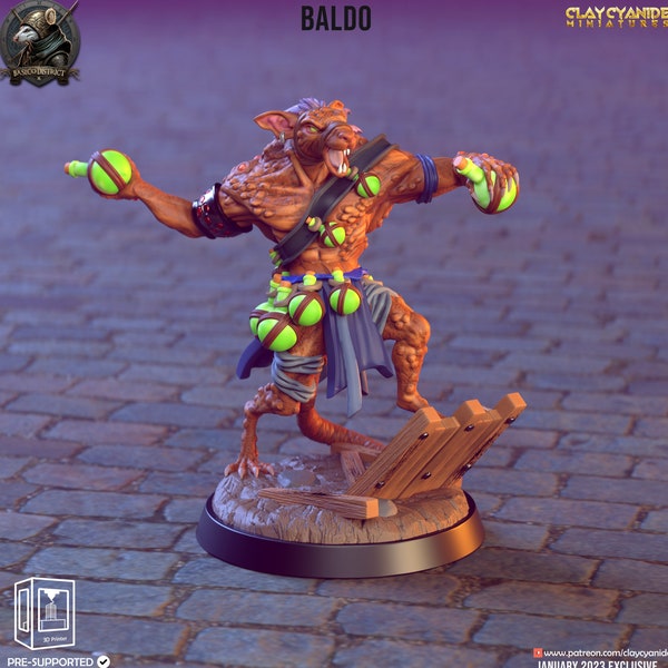 Ratfolk Poison Mixer Miniature | Ratfolk Poison Thrower Miniature | for D&D 5e, Pathfinder and other RPG's | 32mm