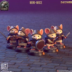 Mouse Knight Miniature Set | Mice Knight Miniature Pack | for D&D 5e, Pathfinder and other RPG's | 32mm
