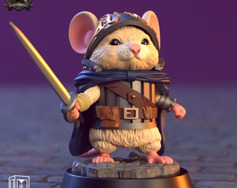 Itsy, the brave mouse knight miniature | Mice Adventurer Miniature | for D&D 5e, Pathfinder and other RPG's | 32mm