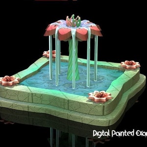 Miniature de fontaine elfique | Fontaine miniature | terrain | RPG de table comme D&D ou Pathfinder | 28mm