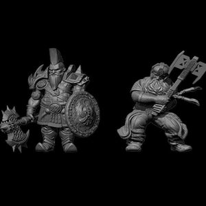 Dwarf Elite Warrior Miniature Set | Dwarf Champion Miniature Pack | for D&D 5e, Pathfinder and other RPG&#39;s | 32mm