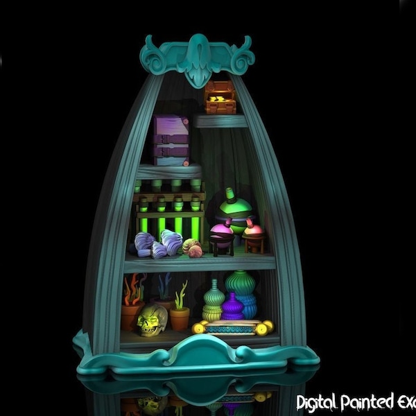 Magician Shelf Miniature | Magic Shop Shelf Miniature | terrain | Tabletop RPGs like D&D or Pathfinder | 28mm
