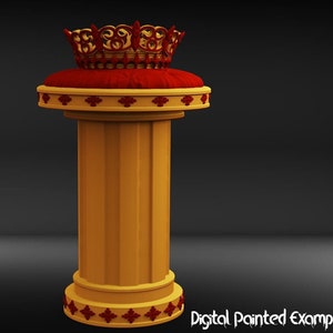 Miniature de stand de bijoux royaux | Miniature de piédestal de couronne | terrain | RPG de table comme D&D ou Pathfinder | 28mm