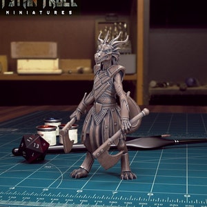 Halb Drachen Barbarin Miniatur | Female Dragonborn Barbarian Miniature | for D&D 5e, Pathfinder and other RPG's | 28mm |  32mm | 75mm