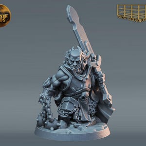 Dwarf barbarian with flail miniature | Dwarf Paladin Figure | Heroic Character | for D&D 5e, Pathfinder and other RPG&#39;s | 28mm | 32mm |75mm