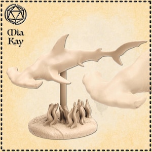 Hammerhai Miniatur | Shark Mount Miniature | Aquatic Encounter | Tabletop RPGs like D&D or Pathfinder | 28mm
