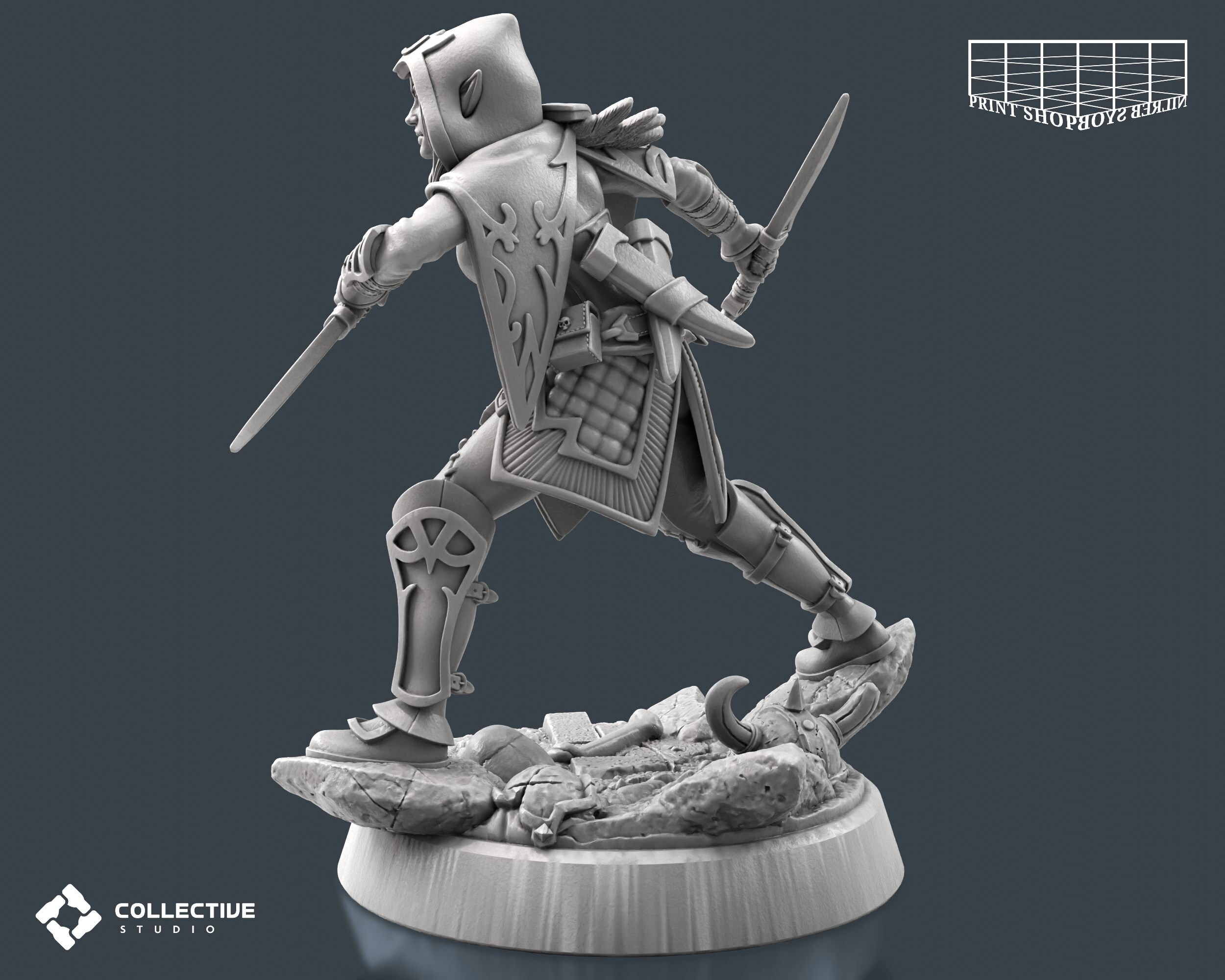 Elf Assassinin Miniatur Elf Rogue für D&D 5e Pathfinder in 28mm 32mm 75mm Scale Elf Assassinin Miniatur Elf Rogue für D&D 5e Pathfinder in 28mm 32mm 75mm Scale