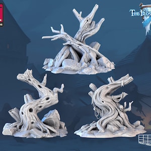 Ensemble d'arbres miniatures | Pack de figurines d'arbre mort | Terrain pour des campagnes d'horreur comme Curse of Strahd | Des TTRPG comme D&D 5e Pathfinder | 32 mm