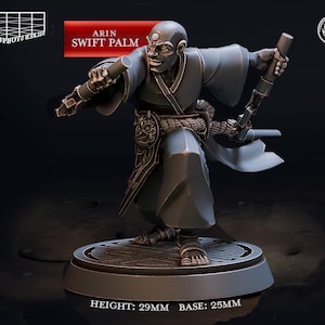 Nunchaku Fighting Monk Miniature | Fighting Swift Palm Monk Figure | Asian Adventure NPC | for D&D 5e, Pathfinder and other RPG's | 32mm