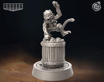 Cannon monkey miniature | Pirate Monkey Companion Miniature | Wild Sea Encounters | for D&D 5e, Pathfinder and other RPG's | 32mm
