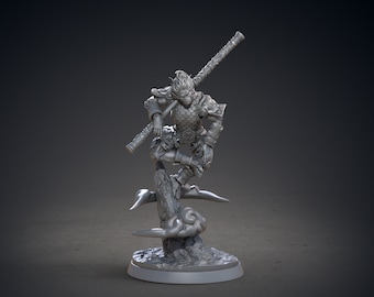 Miniatura de Monge Meditando do Povo Macaco | Miniatura de Monge Mantra do Povo Macaco | para D&D 5e, Pathfinder e outros RPGs | 32mm