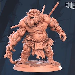 Arrows pierced ogre miniature | Giant Zombie Troll Figure | Undead Monster Encounter | for D&D 5e, Pathfinder and other RPG&#39;s | 32mm